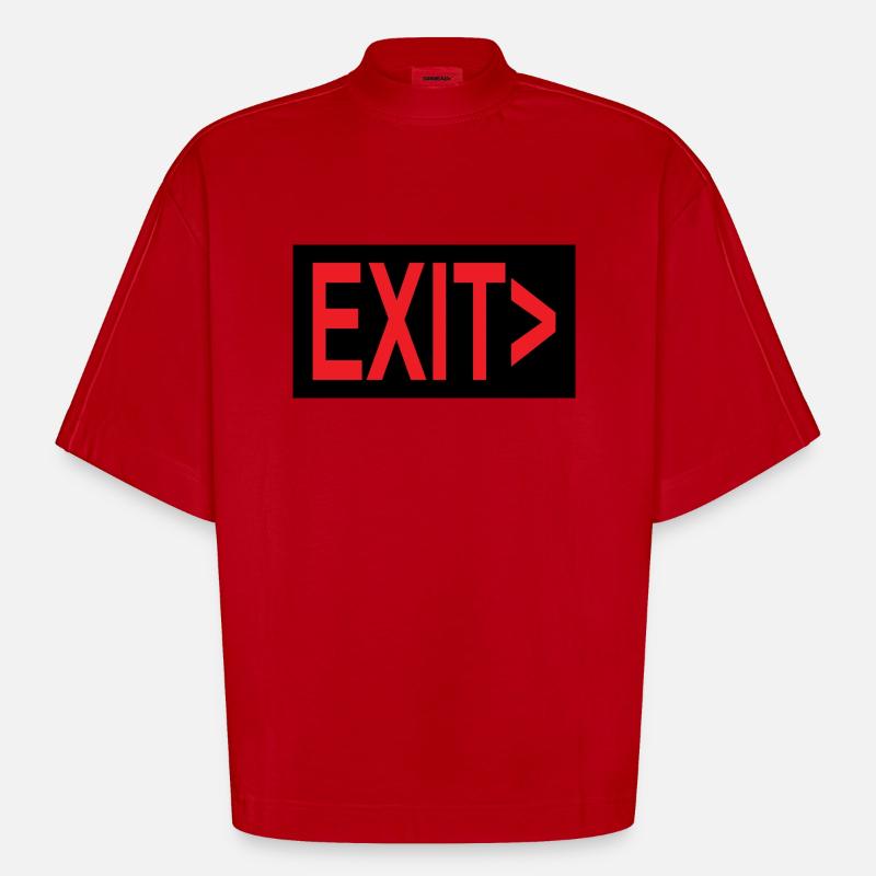 Exit / Exit / Emergency Exit - Heavyweight Oversized Organic Boxy T-Shirt Made in EU - red