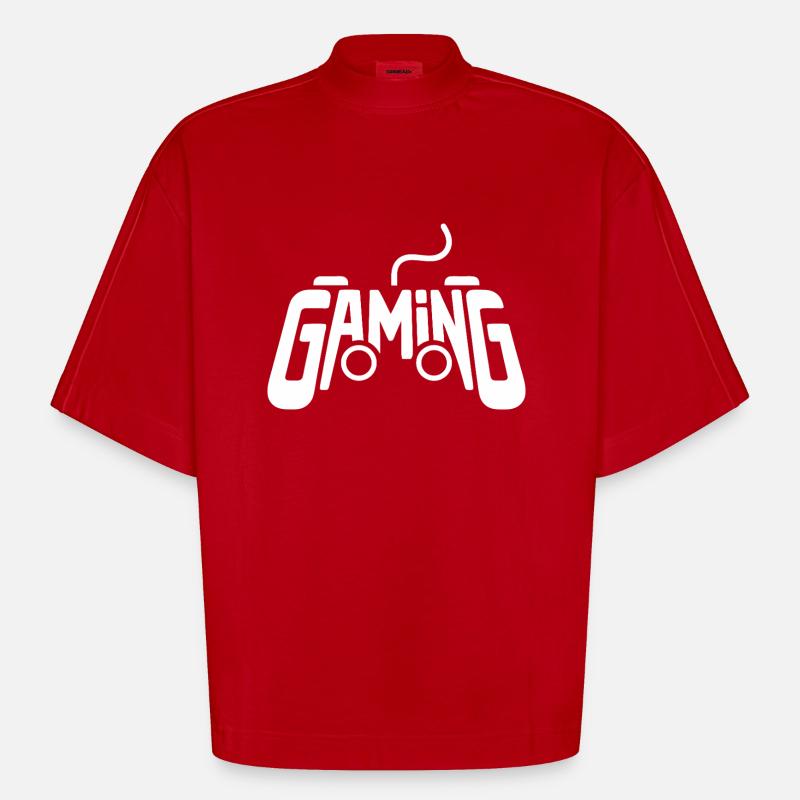 Gaming Controller Gamer Videospiel Controller - Heavyweight Oversized Organic Boxy T-Shirt Made in EU - Rot