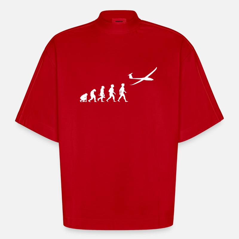 Evolution glider glider plane - Heavyweight Oversized Organic Boxy T-Shirt Made in EU - red