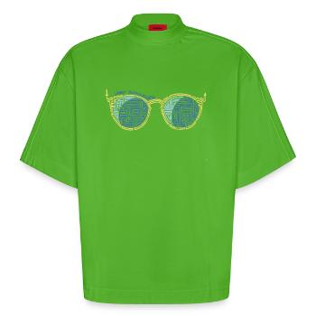 Laby Sonnenbrille 1 - Heavyweight Oversized Organic Boxy T-Shirt Made in EU - Apple Neon - Vorne