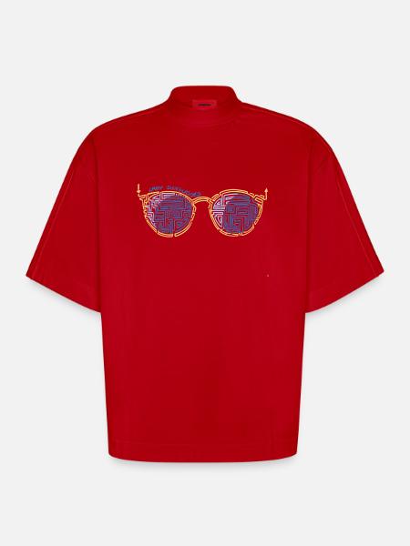 Laby Sunglasses 1 - Heavyweight Oversized Organic Boxy T-Shirt Made in EU - red