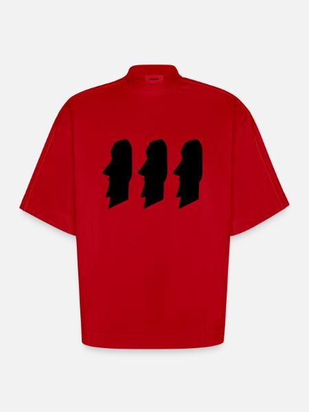 moais_02 - Heavyweight Oversized Organic Boxy T-Shirt Made in EU - red