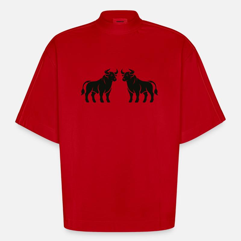 bulls - Heavyweight Oversized Organic Boxy T-Shirt Made in EU - red