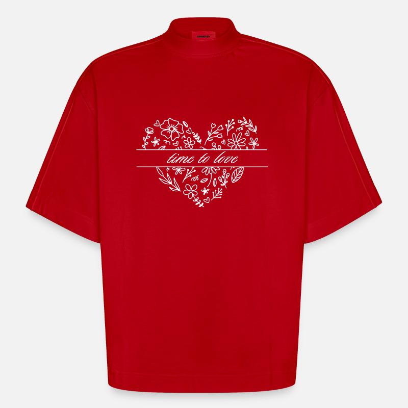 Le temps d’aimer - T-shirt bio épais oversize Boxy fabriqué en UE - rouge