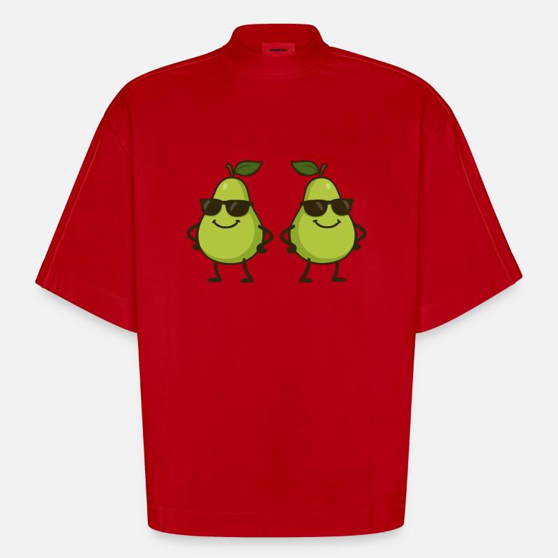 Pear Comic Cool 2 - Heavyweight Oversized Organic Boxy T-Shirt Made in EU - red