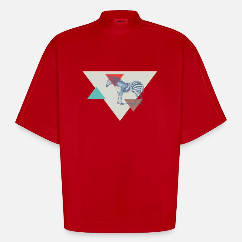 Conception de triangle de zèbre - T-shirt bio épais oversize Boxy fabriqué en UE - rouge
