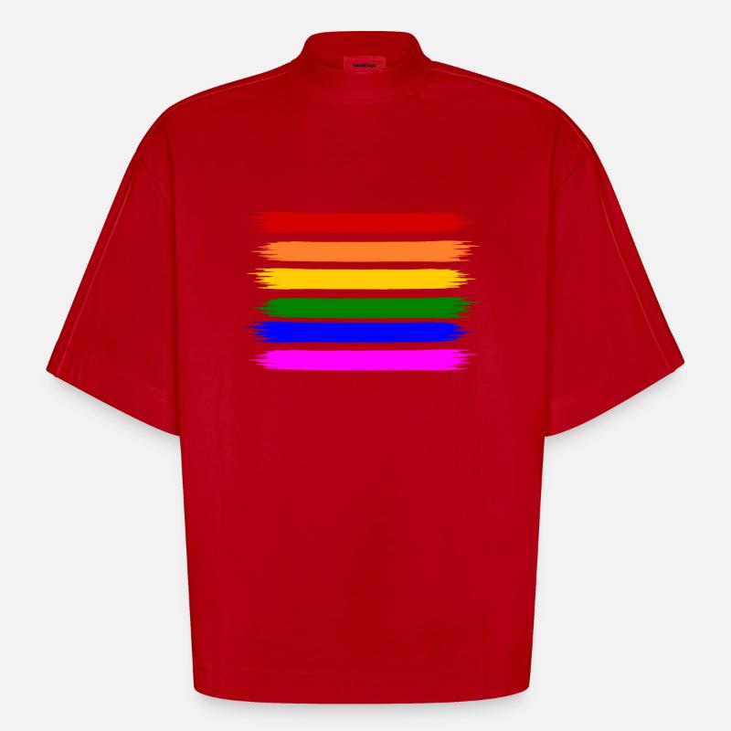 Regenbogen Regenbogenfahne - Heavyweight Oversized Organic Boxy T-Shirt Made in EU - Rot