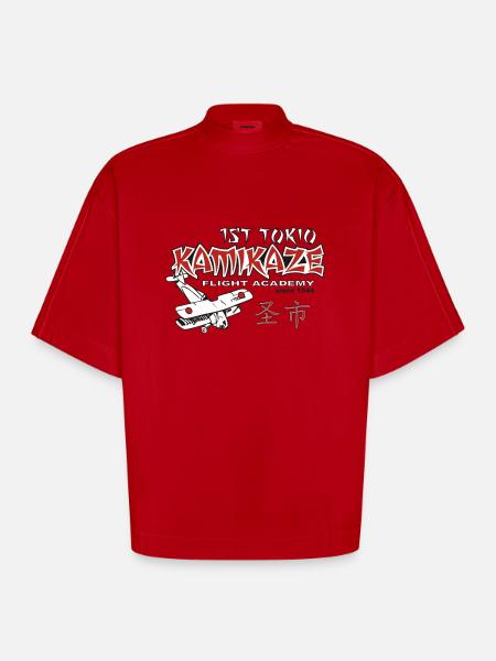Kamikaze - Heavyweight Oversized Organic Boxy T-Shirt Made in EU - Rot