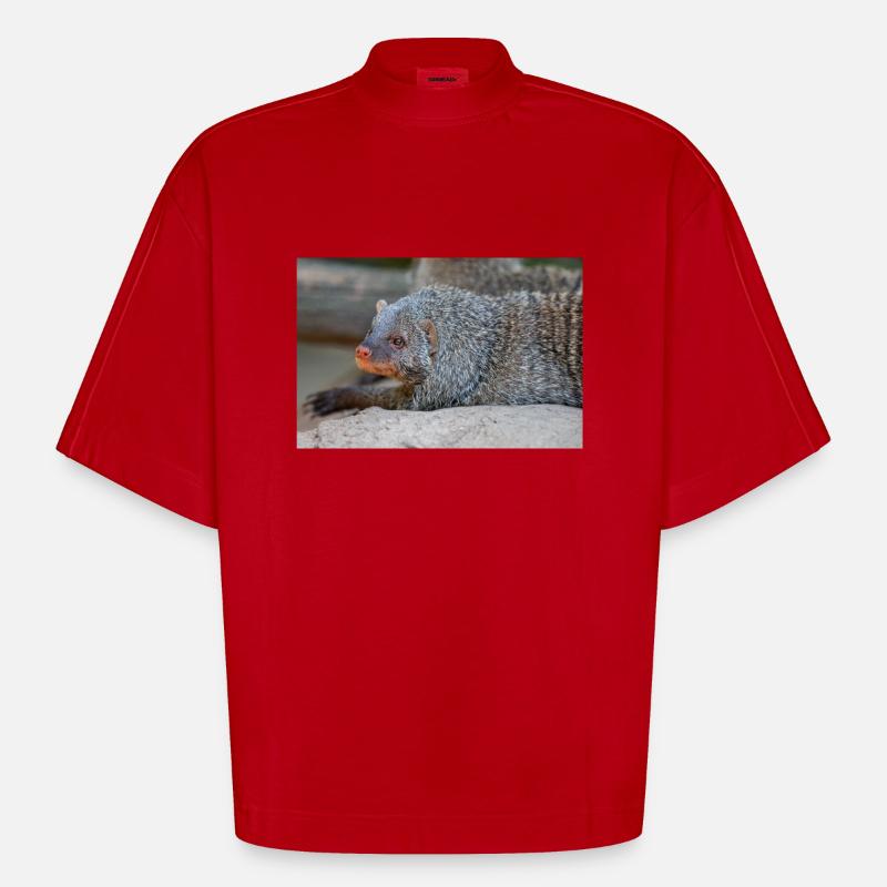 Gebänderte Manguste oder Zebramanguste Zebramanguste - Heavyweight Oversized Organic Boxy T-Shirt Made in EU - Rot