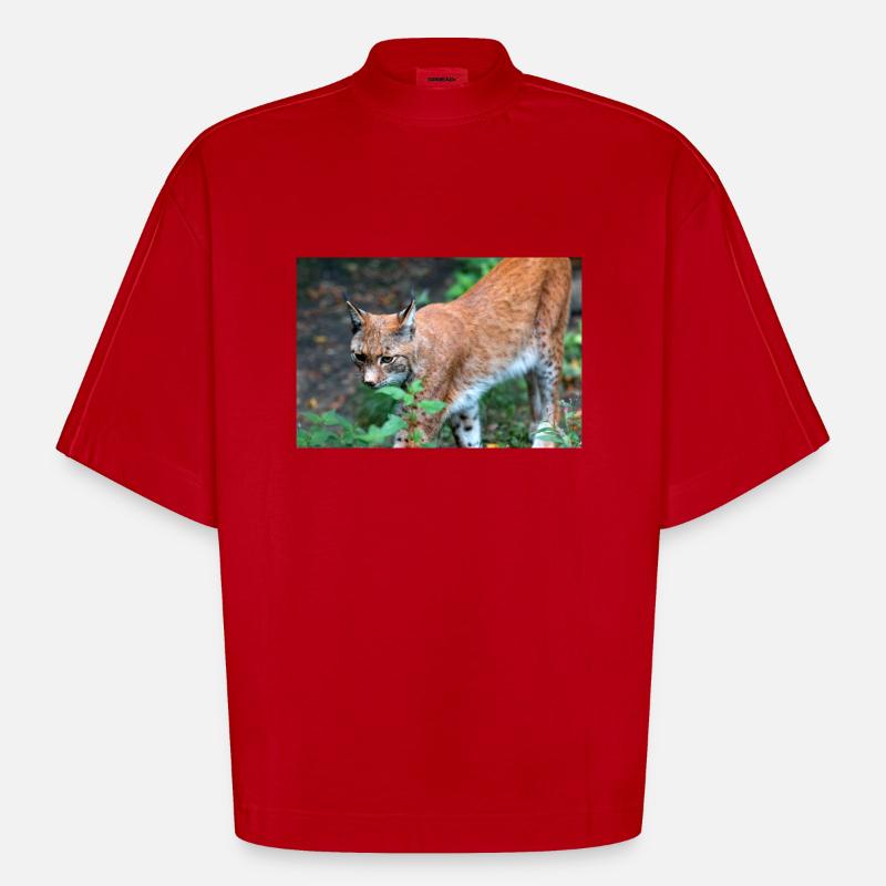 Eurasischer Luchs oder Nördlicher Luchs - Heavyweight Oversized Organic Boxy T-Shirt Made in EU - Rot