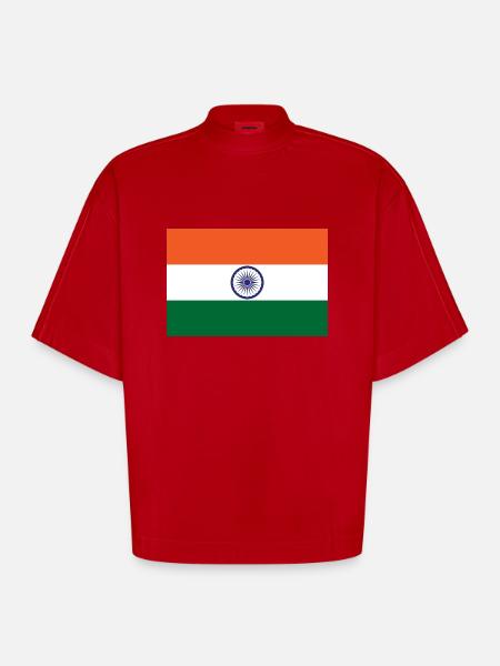 Inde - T-shirt bio épais oversize Boxy fabriqué en UE - rouge