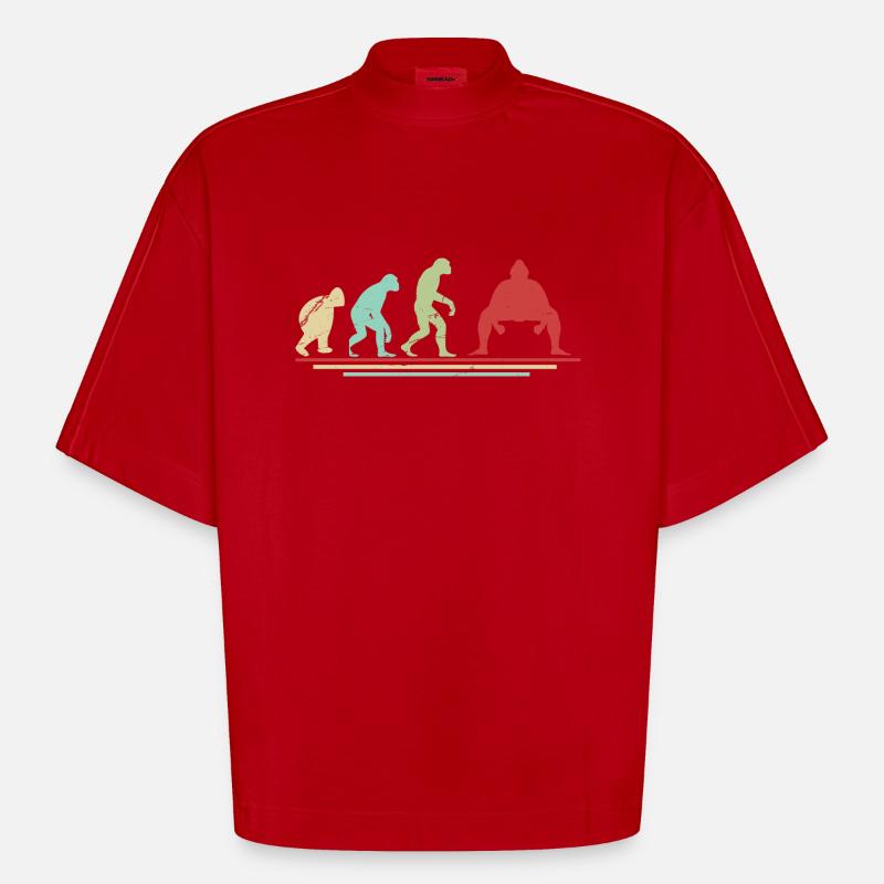 Évolution du sumo - T-shirt bio épais oversize Boxy fabriqué en UE - rouge