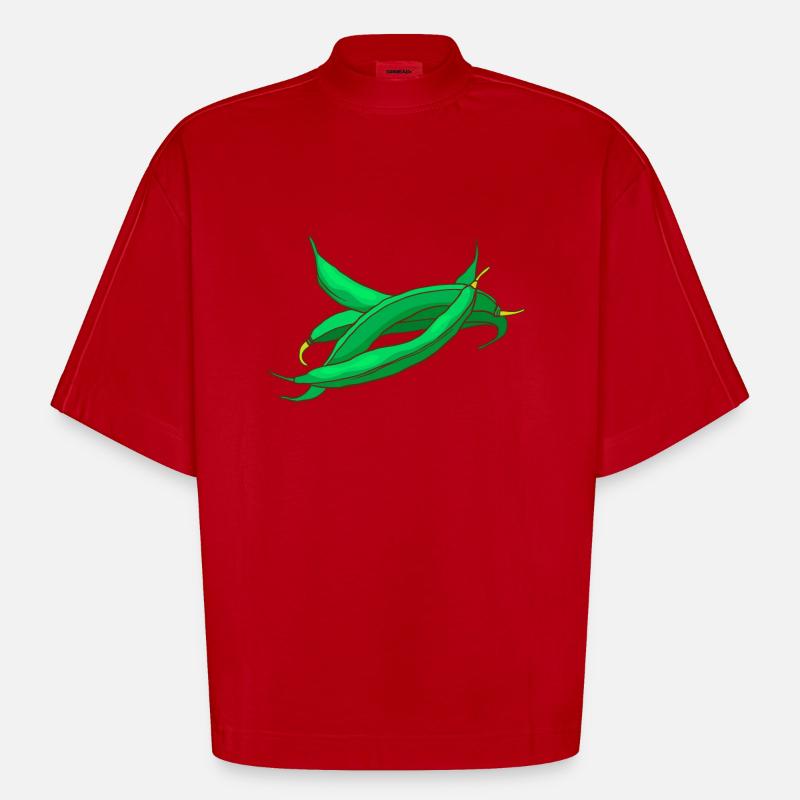Bohnen Wachsbohnen Brechbohnen - Heavyweight Oversized Organic Boxy T-Shirt Made in EU - Rot