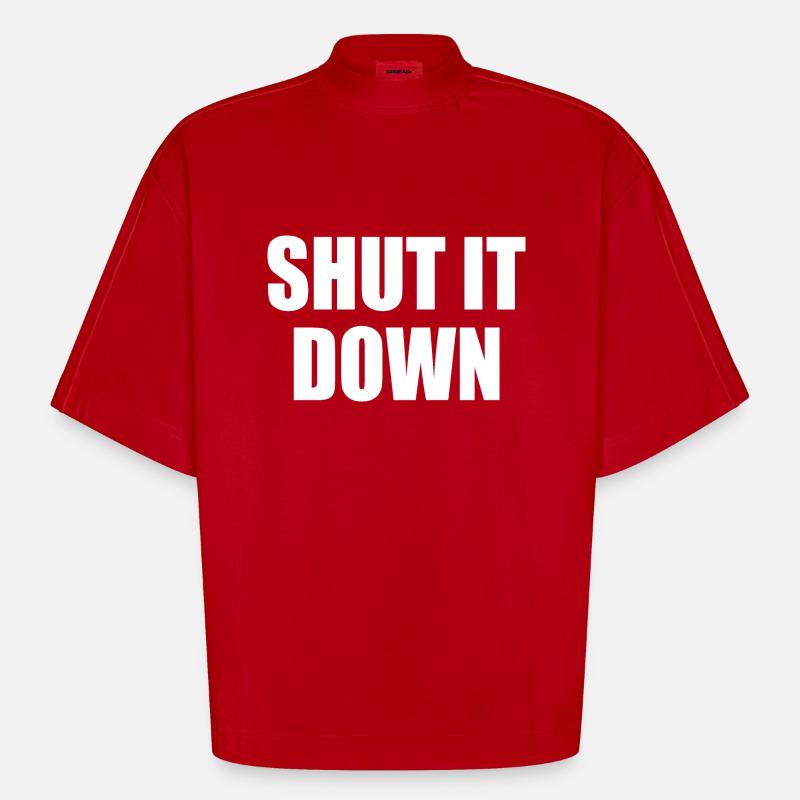 shut it down - T-shirt bio épais oversize Boxy fabriqué en UE - rouge