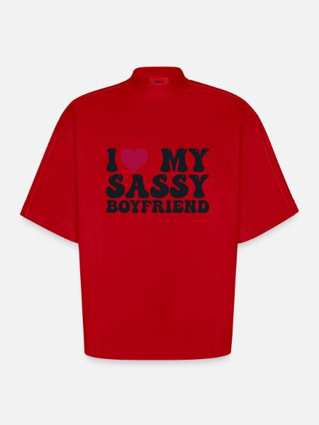 Jeg elsker min frække kæreste - Heavyweight oversized organic boxy T-shirt made in EU - rød