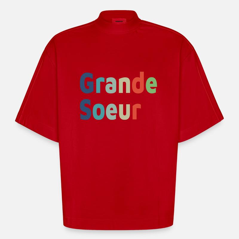 Geburt, große Schwester, großes Mädchen - Heavyweight Oversized Organic Boxy T-Shirt Made in EU - Rot