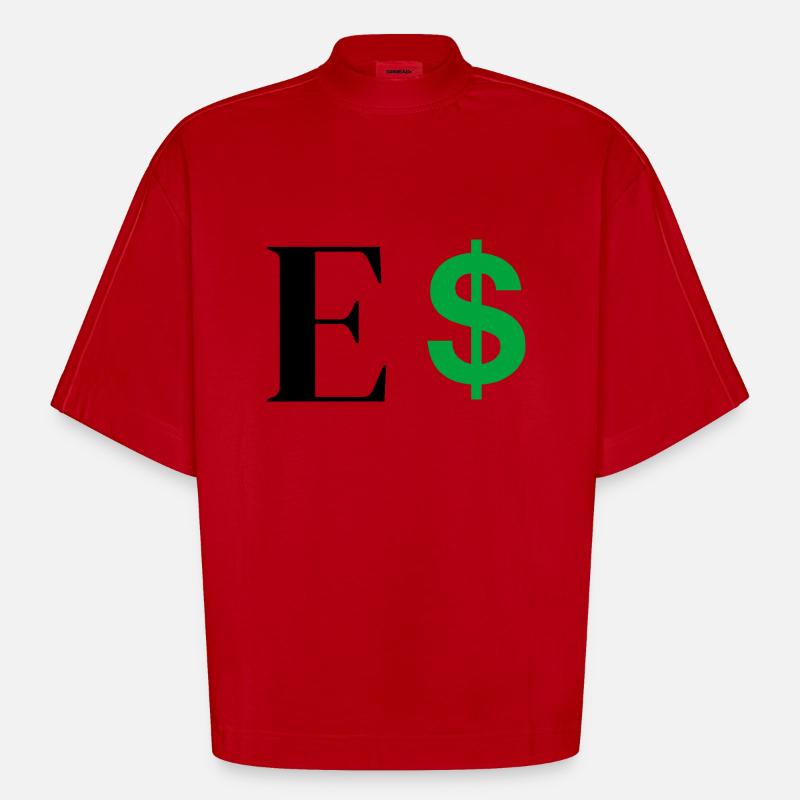 Buchstabe E Dollar - Heavyweight Oversized Organic Boxy T-Shirt Made in EU - Rot