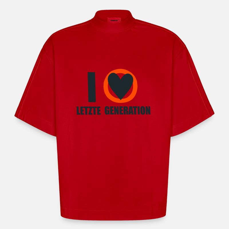Letzte Generation - Design 6 - Heavyweight Oversized Organic Boxy T-Shirt Made in EU - Rot