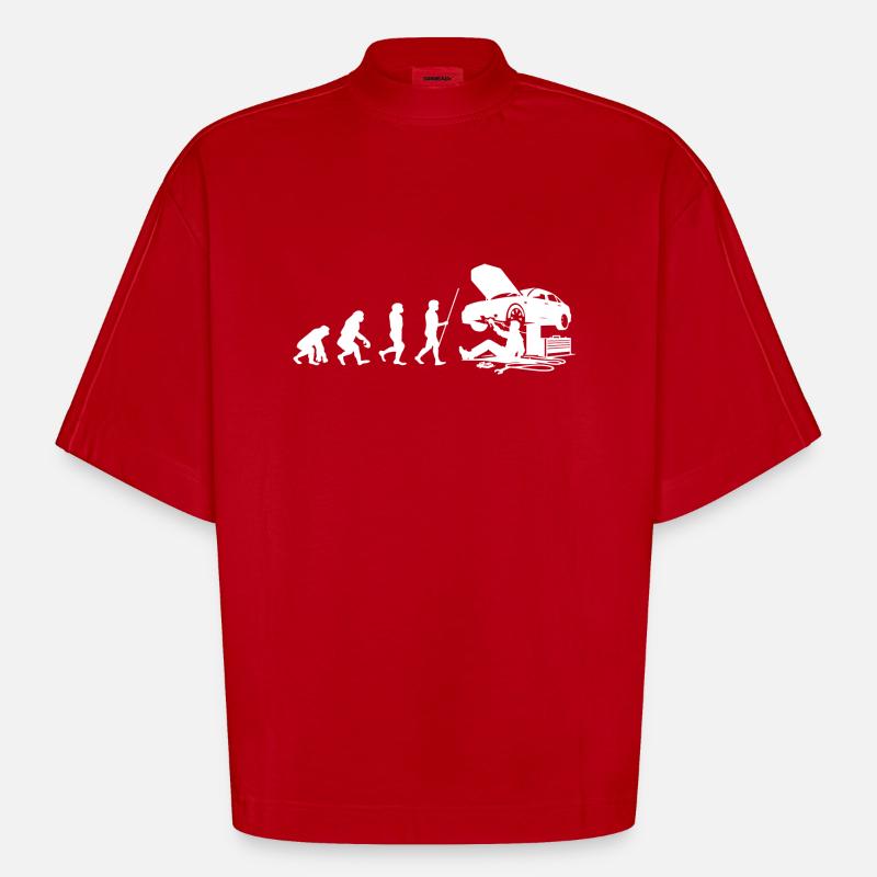 Artisan Evolution Mécanicien - T-shirt bio épais oversize Boxy fabriqué en UE - rouge
