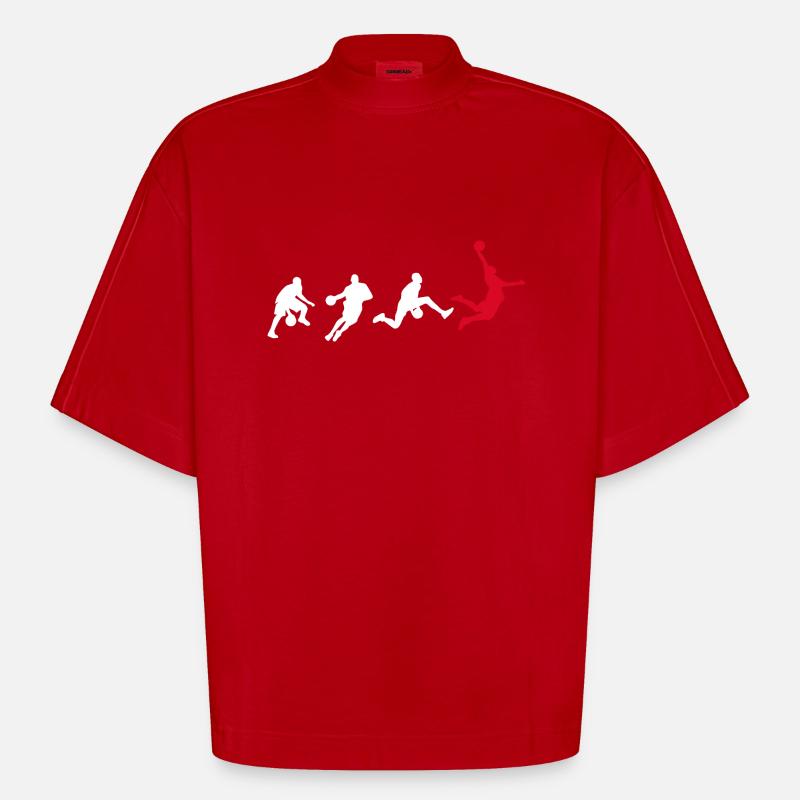 Basket-ball Basketteur Evolution Dunk - T-shirt bio épais oversize Boxy fabriqué en UE - rouge