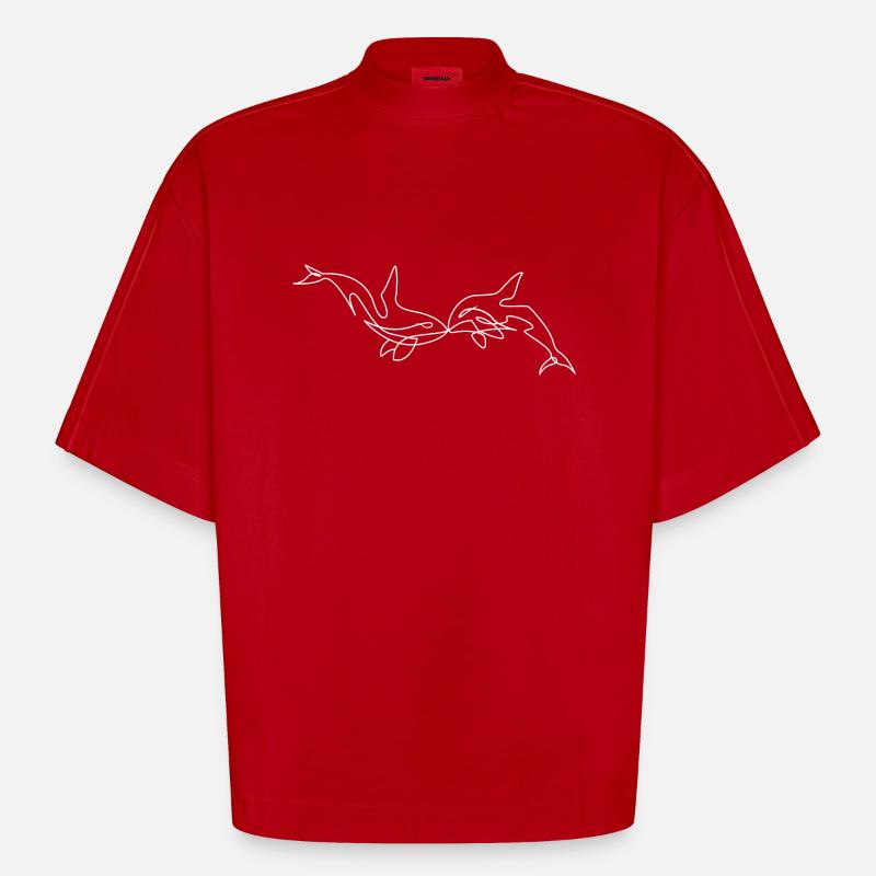 Küssende Delfine - Heavyweight Oversized Organic Boxy T-Shirt Made in EU - Rot