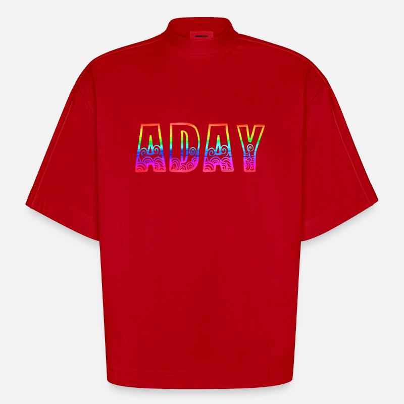 Aday RS Rainbow - Heavyweight Oversized Organic Boxy T-Shirt Made in EU - red