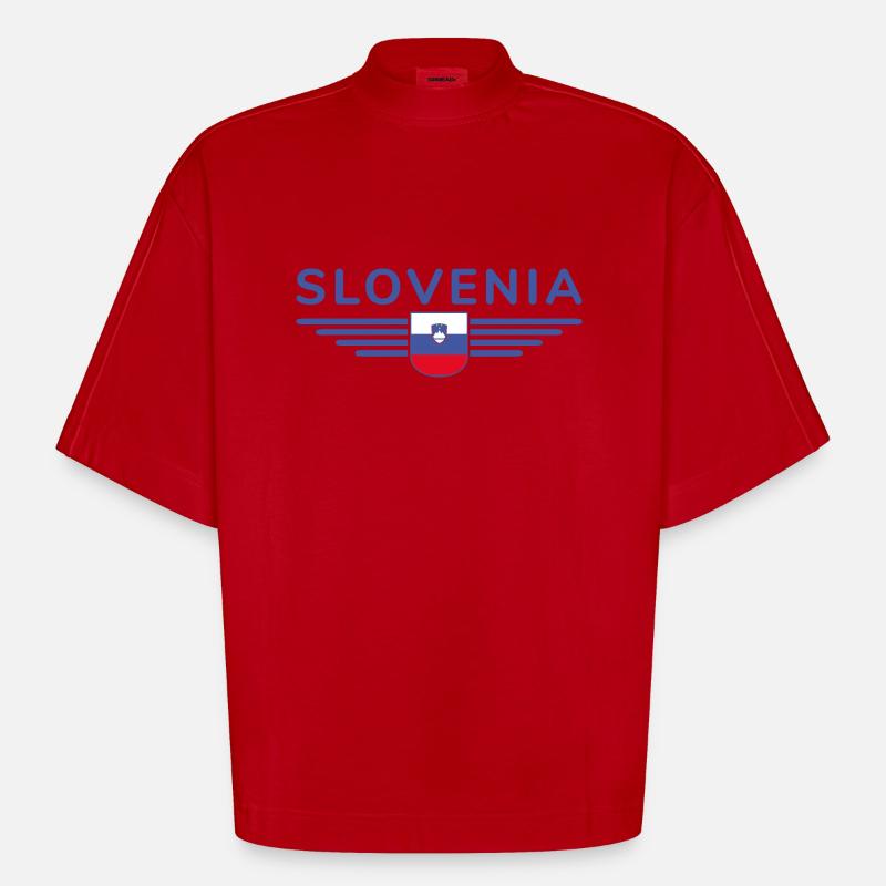 Design slovène élégant - T-shirt bio épais oversize Boxy fabriqué en UE - rouge