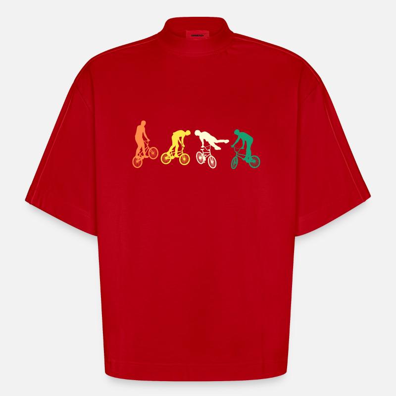 Vélo Evolution VTT - T-shirt bio épais oversize Boxy fabriqué en UE - rouge