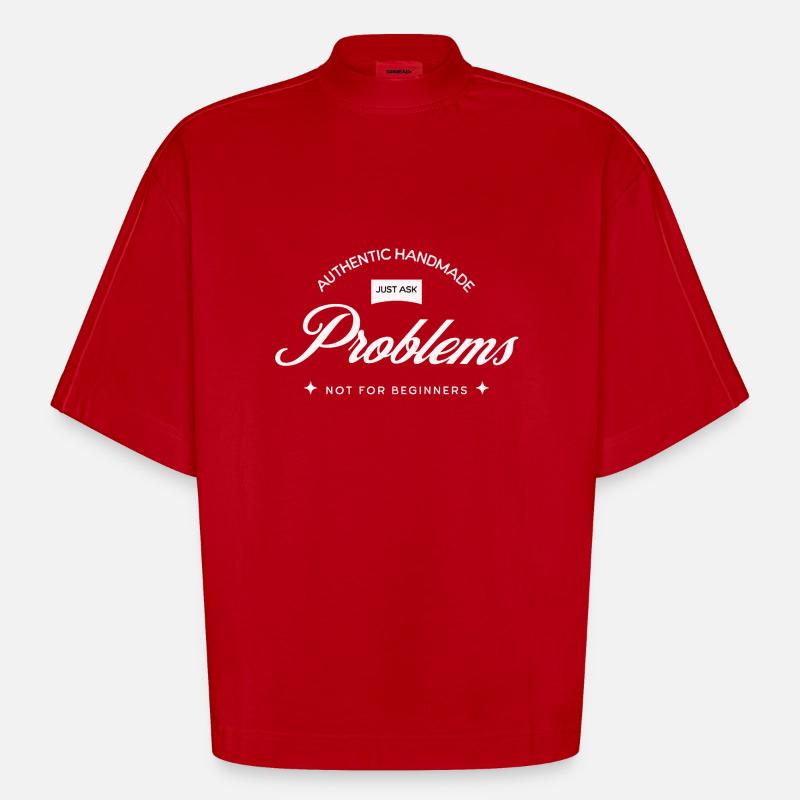 Handmade Problems – Just Ask! - Heavyweight Oversized Organic Boxy T-Shirt Made in EU - Rot