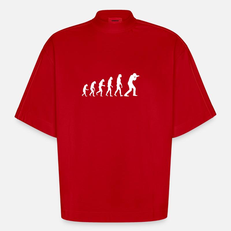 Evolution Fotograf - Heavyweight Oversized Organic Boxy T-Shirt Made in EU - Rot