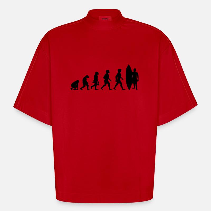 Evolution Surf Surfers surf surf - T-shirt bio épais oversize Boxy fabriqué en UE - rouge