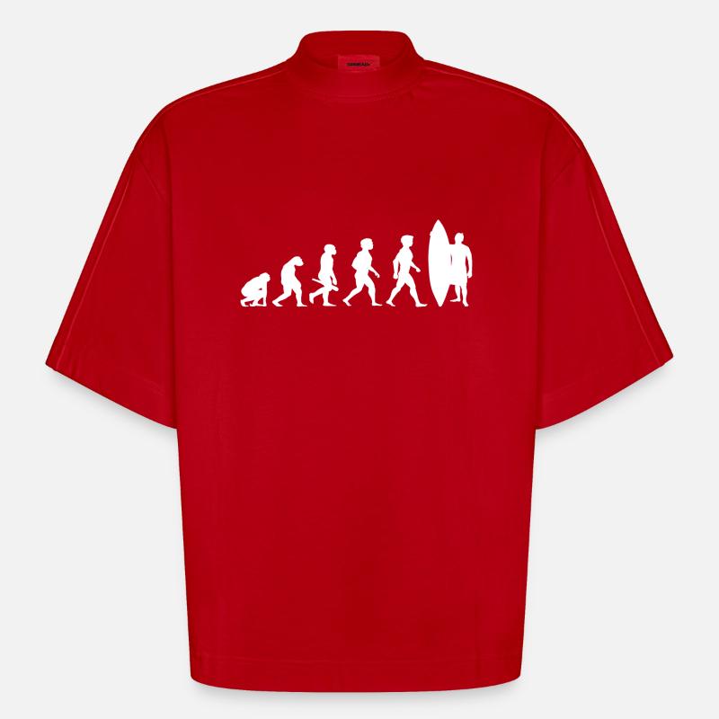 Evolution Surf Surfers surf surf - T-shirt bio épais oversize Boxy fabriqué en UE - rouge