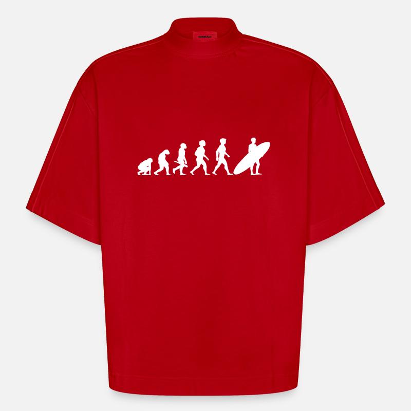 Evolution Surf Surfers surf surf - T-shirt bio épais oversize Boxy fabriqué en UE - rouge
