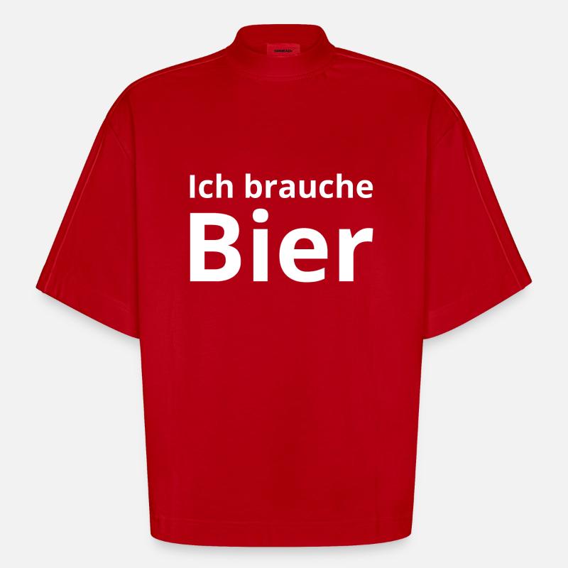 Bier - Heavyweight Oversized Organic Boxy T-Shirt Made in EU - Rot