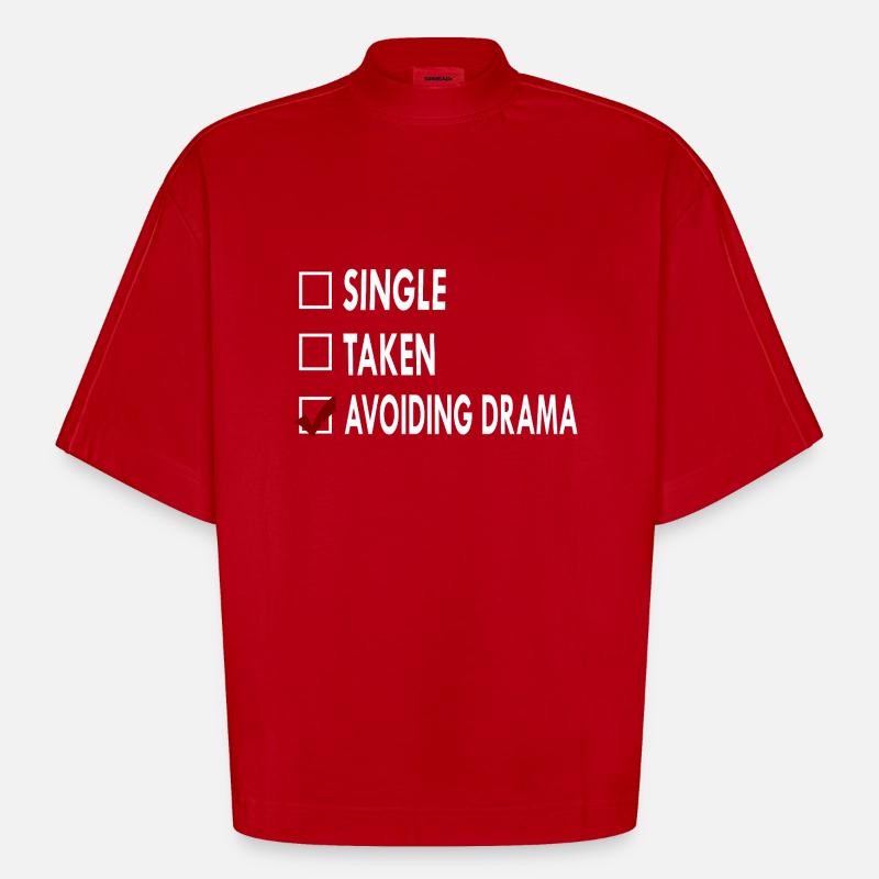 SINGLE AVOIDING DRAMA - T-shirt bio épais oversize Boxy fabriqué en UE - rouge
