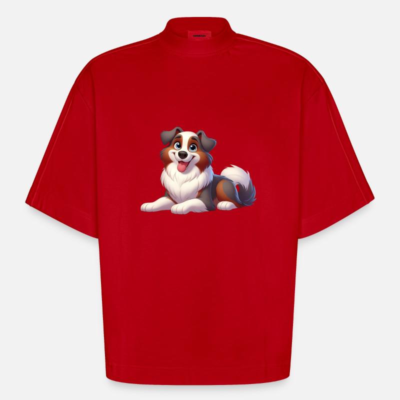 Australischer Schäferhund 2 - Heavyweight Oversized Organic Boxy T-Shirt Made in EU - Rot
