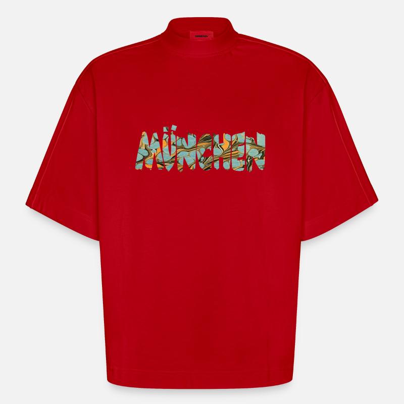 münchen e 20 - Heavyweight Oversized Organic Boxy T-Shirt Made in EU - Rot