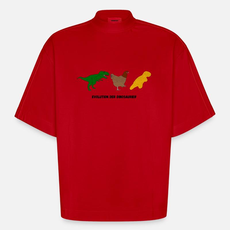 Evolution der Dinosaurier - Heavyweight Oversized Organic Boxy T-Shirt Made in EU - Rot