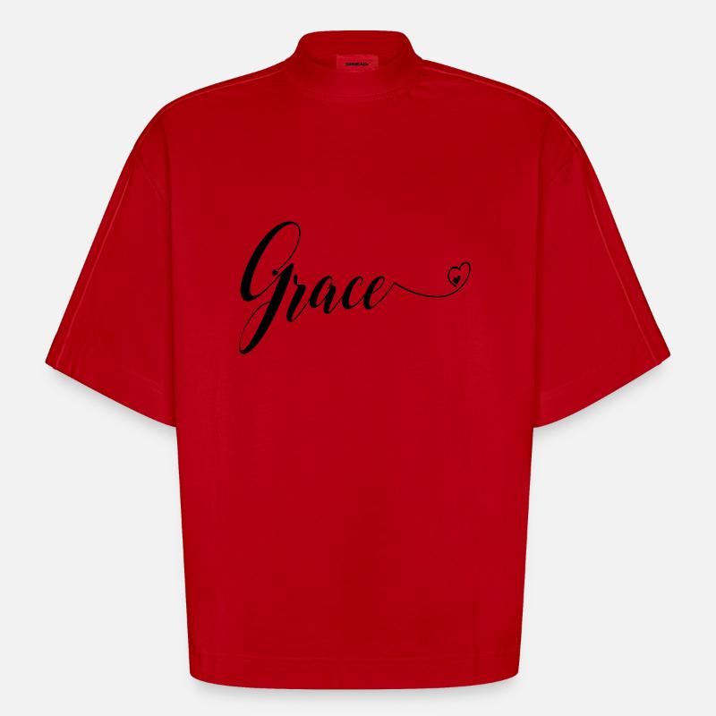 (grace) - Heavyweight Oversized Organic Boxy T-Shirt Made in EU - Rot
