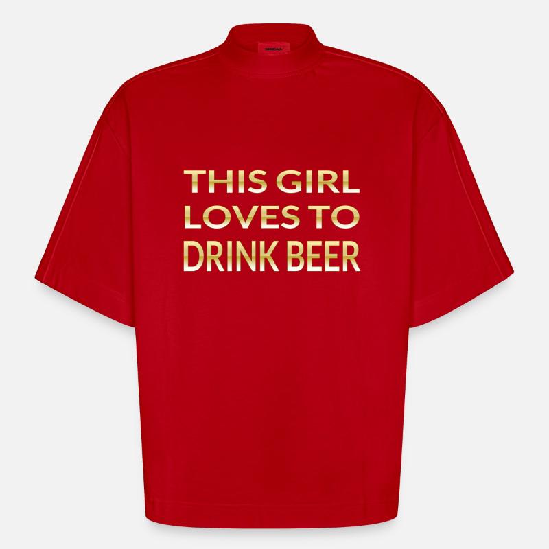 Bier - Heavyweight Oversized Organic Boxy T-Shirt Made in EU - Rot