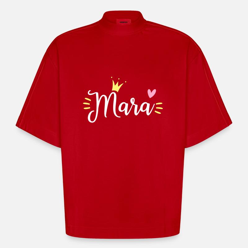 Mara Name Krone - Heavyweight Oversized Organic Boxy T-Shirt Made in EU - Rot