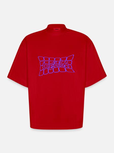Nom : Delia - T-shirt bio épais oversize Boxy fabriqué en UE - rouge
