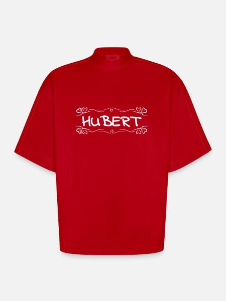 Hubert as a name - Heavyweight Oversized Organic Boxy T-Shirt Made in EU - red