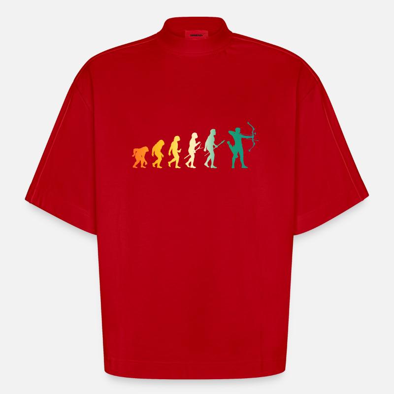Archer Evolution Archery - Heavyweight Oversized Organic Boxy T-Shirt Made in EU - red