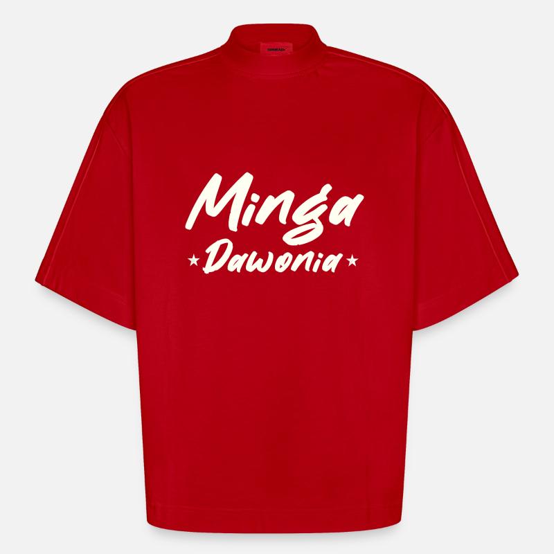 Minga Spruch vit à Munich - T-shirt bio épais oversize Boxy fabriqué en UE - rouge