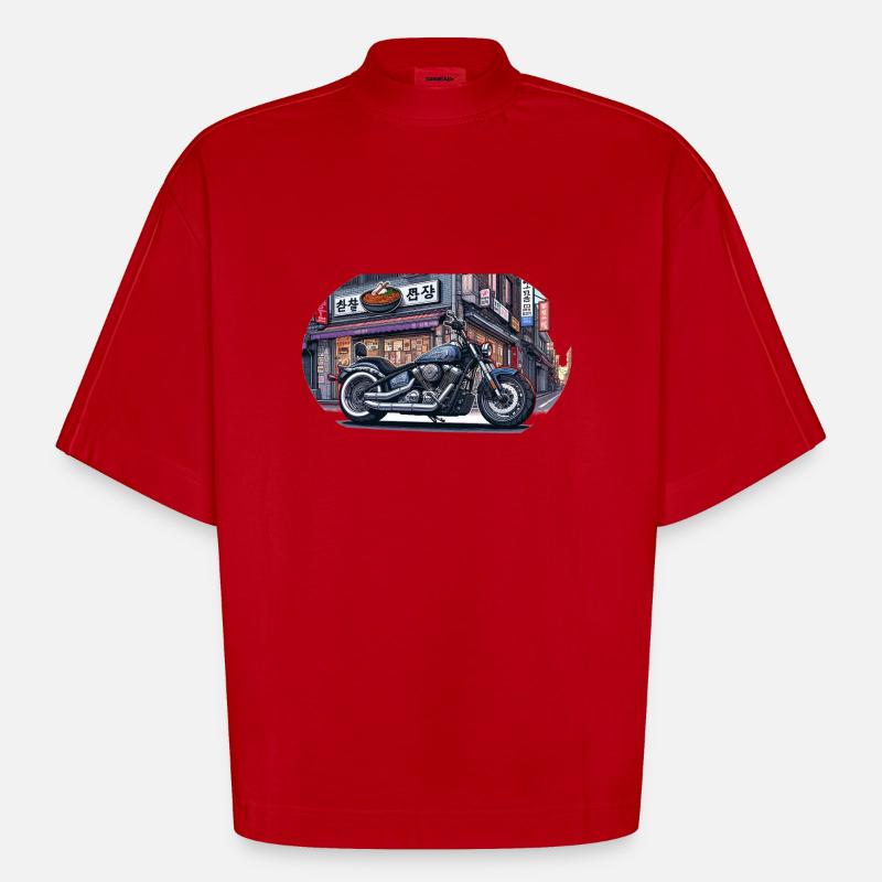 鉄鬼 Tekki Chopper - Heavyweight Oversized Organic Boxy T-Shirt Made in EU - Rot