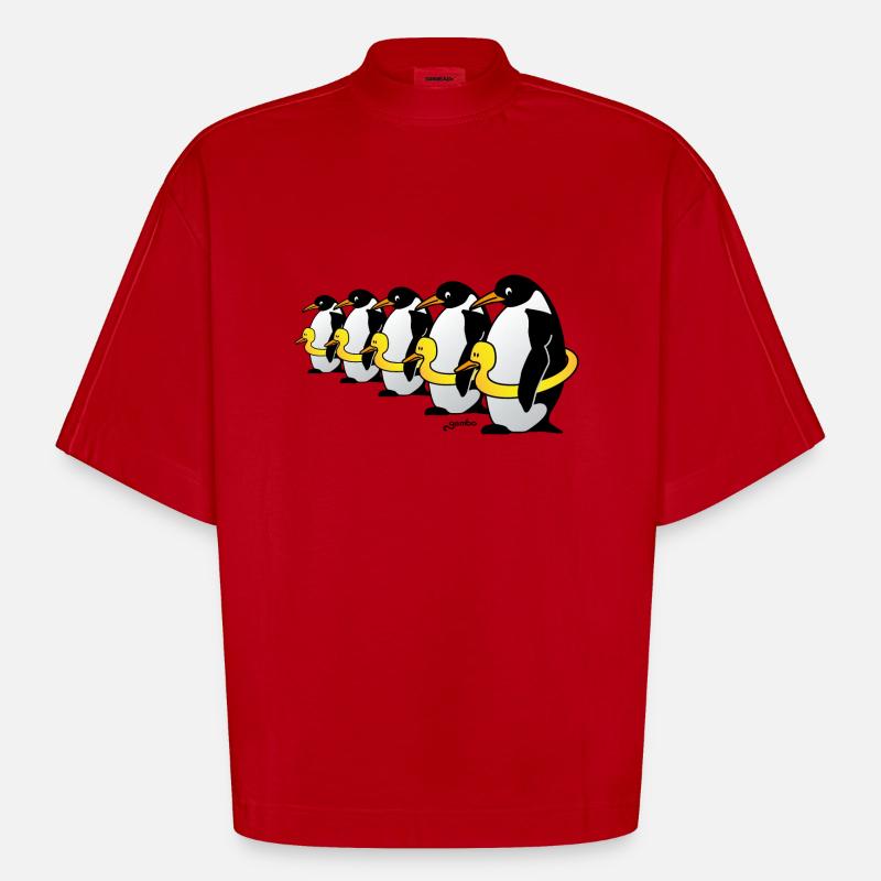 Pinguine mit Quietscheentchen - Heavyweight Oversized Organic Boxy T-Shirt Made in EU - Rot