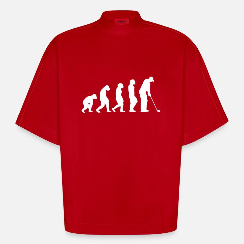 Golfspieler Evolution Golf - Heavyweight Oversized Organic Boxy T-Shirt Made in EU - Rot