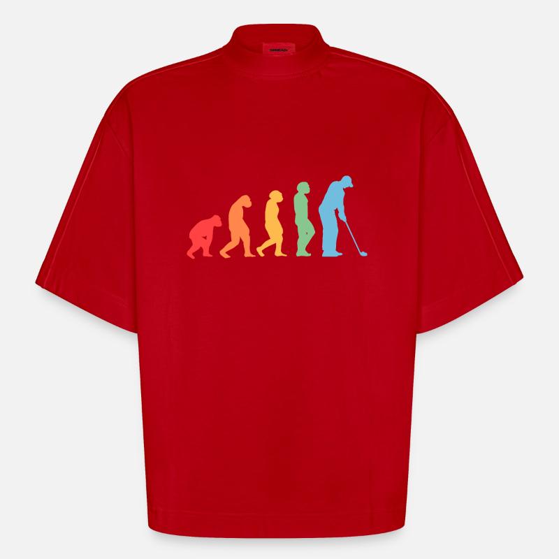 Golfer Evolution Golf - Heavyweight Oversized Organic Boxy T-Shirt Made in EU - red