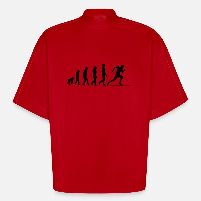 Evolution Sprint / Sprinter - Heavyweight Oversized Organic Boxy T-Shirt Made in EU - red